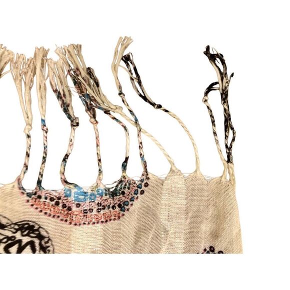 Pier 1 Sugar Skull Halloween Autumn Lightweight Tassle Scarf with Sparkle Glitte - Picture 4 of 16